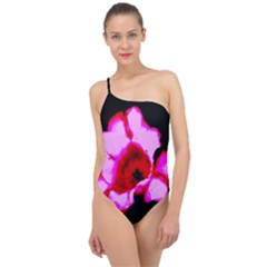 Pink And Red Tulip Classic One Shoulder Swimsuit by okhismakingart