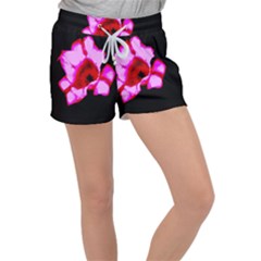 Pink And Red Tulip Women s Velour Lounge Shorts