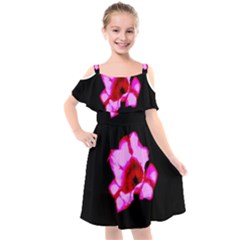 Pink And Red Tulip Kids  Cut Out Shoulders Chiffon Dress by okhismakingart