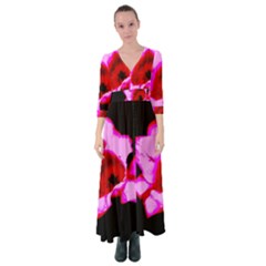 Pink And Red Tulip Button Up Maxi Dress by okhismakingart