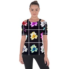 Tulip Collage Shoulder Cut Out Short Sleeve Top by okhismakingart