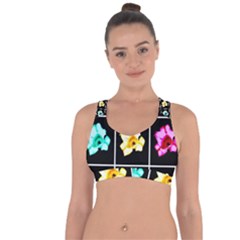 Tulip Collage Cross String Back Sports Bra by okhismakingart