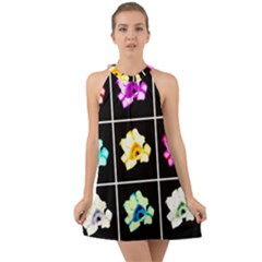 Tulip Collage Halter Tie Back Chiffon Dress by okhismakingart