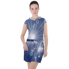 Network Technology Connection Drawstring Hooded Dress