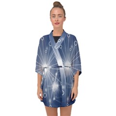 Network Technology Connection Half Sleeve Chiffon Kimono by Alisyart