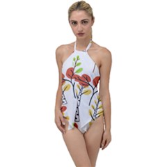 Tree Autumn Forest Landscape Go With The Flow One Piece Swimsuit by Mariart