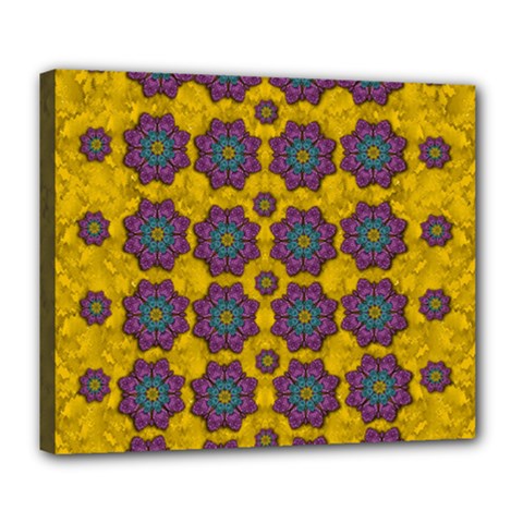 Bohemian Rare  Fantasy Flowers In The Festive Sun Deluxe Canvas 24  X 20  (stretched) by pepitasart