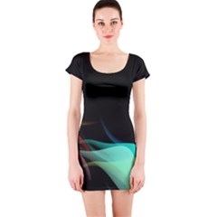 Flower 3d Colorm Design Background Short Sleeve Bodycon Dress by HermanTelo