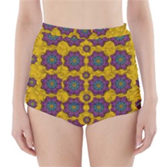 Bohemian Rare  Fantasy Flowers In The Festive Sun High-waisted Bikini Bottoms by pepitasart