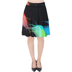 Flower 3d Colorm Design Background Velvet High Waist Skirt by HermanTelo