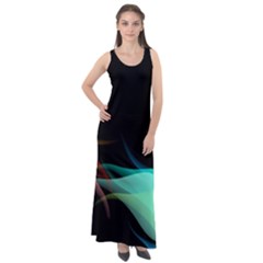 Flower 3d Colorm Design Background Sleeveless Velour Maxi Dress