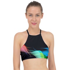 Flower 3d Colorm Design Background Racer Front Bikini Top