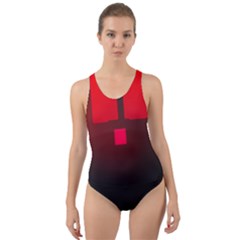 Light Neon City Buildings Sky Red Cut-out Back One Piece Swimsuit