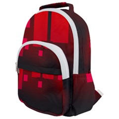 Light Neon City Buildings Sky Red Rounded Multi Pocket Backpack