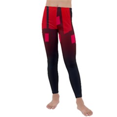 Light Neon City Buildings Sky Red Kids  Lightweight Velour Leggings by HermanTelo