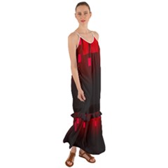 Light Neon City Buildings Sky Red Cami Maxi Ruffle Chiffon Dress