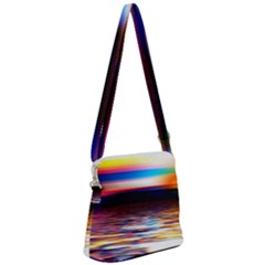 Lake Sea Water Wave Sunset Zipper Messenger Bag by HermanTelo