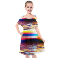 Lake Sea Water Wave Sunset Kids  Cut Out Shoulders Chiffon Dress