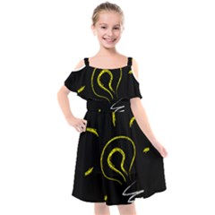 Bulb Light Idea Electricity Kids  Cut Out Shoulders Chiffon Dress