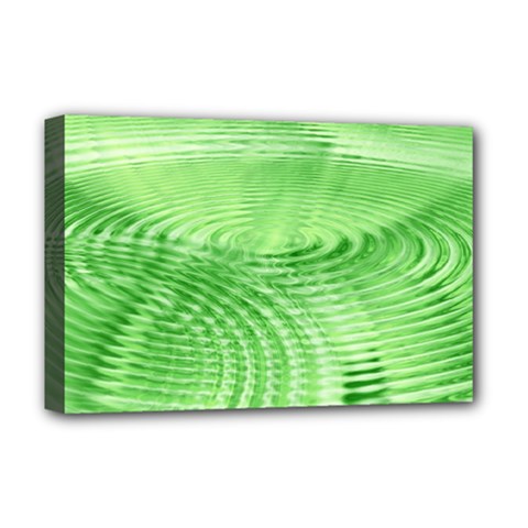 Wave Concentric Circle Green Deluxe Canvas 18  X 12  (stretched) by HermanTelo