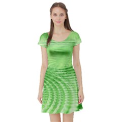 Wave Concentric Circle Green Short Sleeve Skater Dress