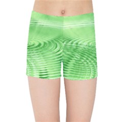 Wave Concentric Circle Green Kids  Sports Shorts by HermanTelo