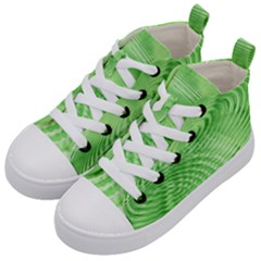 Wave Concentric Circle Green Kids  Mid-top Canvas Sneakers