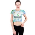 Scrapbooking Tropical Pattern Crew Neck Crop Top View1