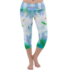 Scrapbooking Tropical Pattern Capri Yoga Leggings