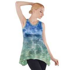 Water Blue Transparent Crystal Side Drop Tank Tunic