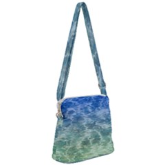 Water Blue Transparent Crystal Zipper Messenger Bag