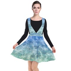 Water Blue Transparent Crystal Plunge Pinafore Dress