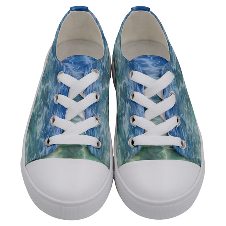 Water Blue Transparent Crystal Kids  Low Top Canvas Sneakers