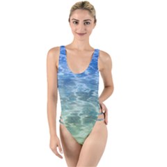 Water Blue Transparent Crystal High Leg Strappy Swimsuit