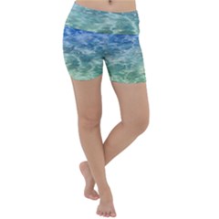 Water Blue Transparent Crystal Lightweight Velour Yoga Shorts