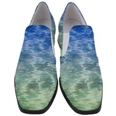 Water Blue Transparent Crystal Women Slip On Heel Loafers by HermanTelo