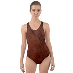 Fur Skin Bear Cut-out Back One Piece Swimsuit