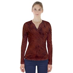 Fur Skin Bear V-neck Long Sleeve Top