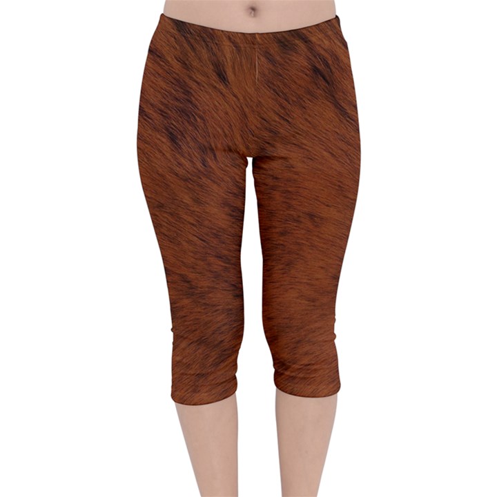 Fur Skin Bear Velvet Capri Leggings 