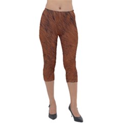Fur Skin Bear Lightweight Velour Capri Leggings 