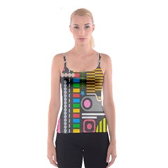 Pattern Geometric Abstract Colorful Arrows Lines Circles Triangles Spaghetti Strap Top