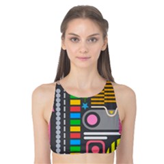 Pattern Geometric Abstract Colorful Arrows Lines Circles Triangles Tank Bikini Top by Vaneshart