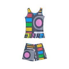 Pattern Geometric Abstract Colorful Arrows Lines Circles Triangles Kids  Boyleg Swimsuit