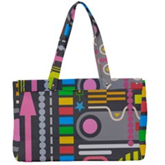 Pattern Geometric Abstract Colorful Arrows Lines Circles Triangles Canvas Work Bag by Vaneshart