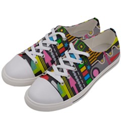 Pattern Geometric Abstract Colorful Arrows Lines Circles Triangles Women s Low Top Canvas Sneakers by Vaneshart