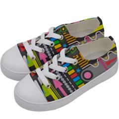 Pattern Geometric Abstract Colorful Arrows Lines Circles Triangles Kids  Low Top Canvas Sneakers