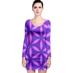 Pattern Texture Backgrounds Purple Long Sleeve Bodycon Dress by HermanTelo