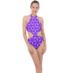 Pattern Texture Backgrounds Purple Halter Side Cut Swimsuit by HermanTelo