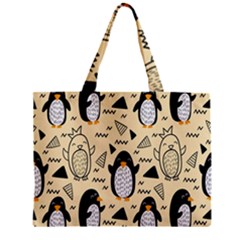 Hand Drawn Penguin Doodle Pattern Zipper Mini Tote Bag by Vaneshart