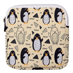 Hand Drawn Penguin Doodle Pattern Mini Square Pouch by Vaneshart